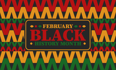 Black History Month in February. African American Culture and History. Celebrated annual in United States and Canada. In October in Great Britain. Vector poster, tradition ornamentのイラスト素材