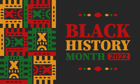 Black History Month in February. African American Culture and History. Celebrated annual in United States and Canada. In October in Great Britain. Vector poster, tradition ornamentのイラスト素材
