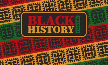 Black History Month in February. African American Culture and History. Celebrated annual in United States and Canada. In October in Great Britain. Vector poster, tradition ornamentのイラスト素材