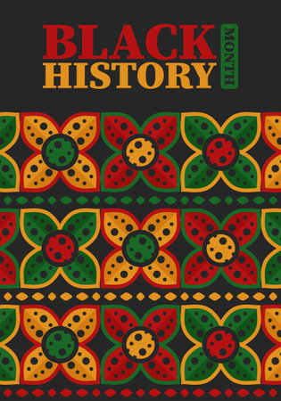 Black History Month in February. African American Culture and History. Celebrated annual in United States and Canada. In October in Great Britain. Vector poster, tradition ornamentのイラスト素材