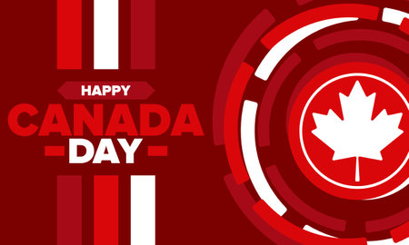 Happy Canada Day. National holiday, celebrated annual in July 1. Canadian flag. Maple leaf. Patriotic symbol and elements. Poster, card, banner and background. Vector illustrationのイラスト素材
