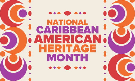 Caribbean American Heritage Month in June. Culture Month to the people of America. Celebrate annual with festival. Happy holiday. Vector illustration. Posterのイラスト素材