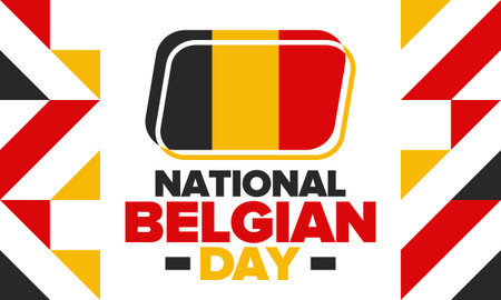 Belgian National Day. Belgium Independence day. Annual holiday in Belgium, celebrated in Jule 21. Patriotic design. Vector illustration. Posterのイラスト素材