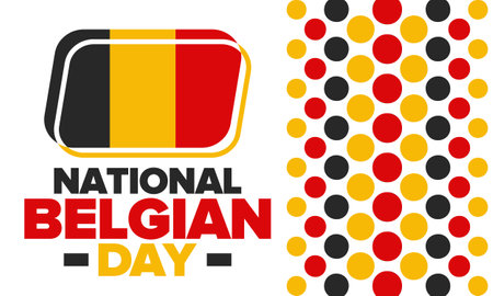 Belgian National Day. Belgium Independence day. Annual holiday in Belgium, celebrated in Jule 21. Patriotic design. Vector illustration. Posterのイラスト素材