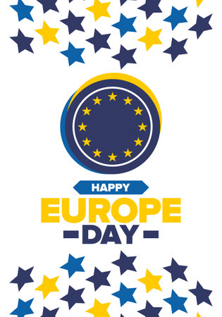 Europe Day. Annual public holiday in May. Is the name of two annual observance days - 5 May by the Council of Europe and 9 May by the European Union. Vector ilustration. Posterのイラスト素材