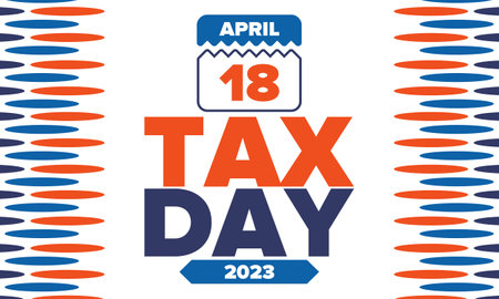 National Tax Day. Federal tax filing deadline in the United States. Day on which individual income returns must be submitted to the federal government. American patriotic posterのイラスト素材
