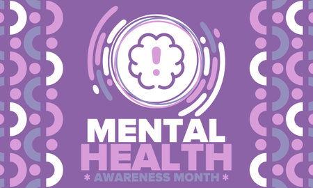 Mental Health Awareness Month in May. Annual campaign in United States. Raising awareness of mental health. Control and protection. Prevention campaign. Medical health care designのイラスト素材