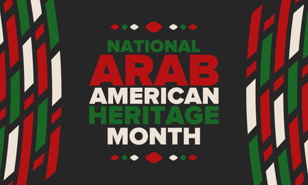 National Arab American Heritage Month. Arab American culture and tradition. Celebrate annual in United States in April. Arabian pattern. Poster, banner and background. Vectorのイラスト素材
