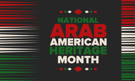 National Arab American Heritage Month. Arab American culture and tradition. Celebrate annual in United States in April. Arabian pattern. Poster, banner and background. Vectorのイラスト素材