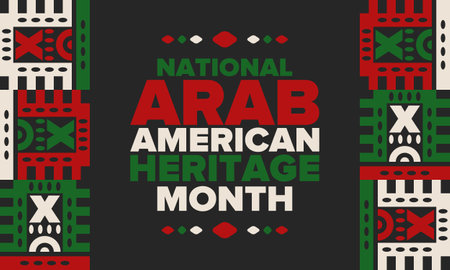 National Arab American Heritage Month. Arab American culture and tradition. Celebrate annual in United States in April. Arabian pattern. Poster, banner and background. Vectorのイラスト素材