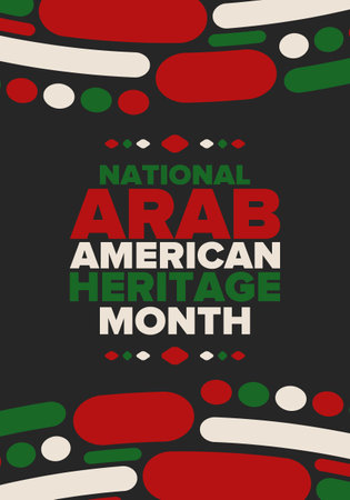 National Arab American Heritage Month. Arab American culture and tradition. Celebrate annual in United States in April. Arabian pattern. Poster, banner and background. Vectorのイラスト素材