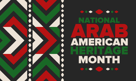 National Arab American Heritage Month. Arab American culture and tradition. Celebrate annual in United States in April. Arabian pattern. Poster, banner and background. Vectorのイラスト素材