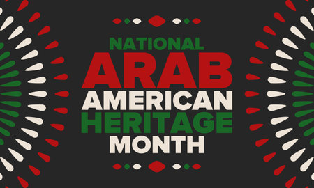 National Arab American Heritage Month. Arab American culture and tradition. Celebrate annual in United States in April. Arabian pattern. Poster, banner and background. Vectorのイラスト素材