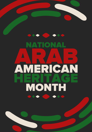 National Arab American Heritage Month. Arab American culture and tradition. Celebrate annual in United States in April. Arabian pattern. Poster, banner and background. Vectorのイラスト素材