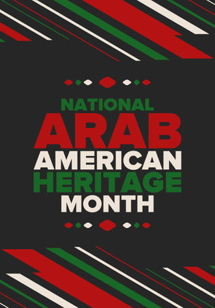National Arab American Heritage Month. Arab American culture and tradition. Celebrate annual in United States in April. Arabian pattern. Poster, banner and background. Vectorのイラスト素材