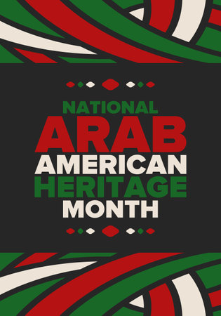 National Arab American Heritage Month. Arab American culture and tradition. Celebrate annual in United States in April. Arabian pattern. Poster, banner and background. Vectorのイラスト素材