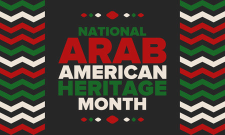National Arab American Heritage Month. Arab American culture and tradition. Celebrate annual in United States in April. Arabian pattern. Poster, banner and background. Vectorのイラスト素材