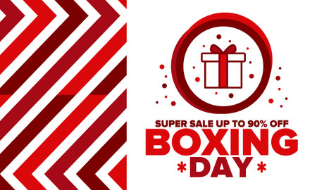 Boxing Day. Day after Christmas Day, when gifts are given! This holiday is associated with shopping and sporting events. Celebrated annually in the Great Britain. Vector posterのイラスト素材