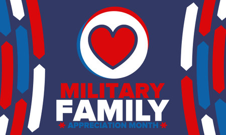 National Military Family Month in United States. Celebrate annual in November. Thank you for military family. Patriotic american elements. Poster, card, banner, background. Vectorのイラスト素材