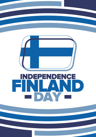 Finland Independence Day. Finnish national happy holiday, celebrated annual in December 6. Finland flag. Patriotic elements. Poster, card, banner. Vector illustrationのイラスト素材