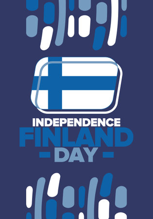 Finland Independence Day. Finnish national happy holiday, celebrated annual in December 6. Finland flag. Patriotic elements. Poster, card, banner. Vector illustrationのイラスト素材