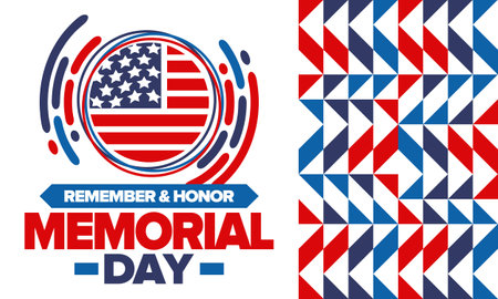 Memorial Day in United States. Remember and Honor. Federal holiday for remember and honor persons who have died while serving in the United States Armed Forces. Vector posterのイラスト素材