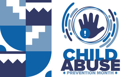 Child Abuse Prevention Month. Celebrate annual in April in United States. Stop child violence. Children protection and safety month. Unity for children. Vector illustration. Posterのイラスト素材