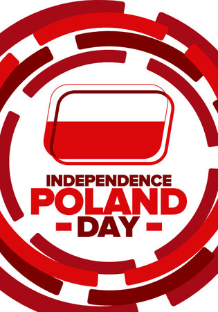 Poland Independence Day. National happy holiday, celebrated annual in November 11. Polish flag. Patriotic elements. Poster, card, banner and background. Vector illustrationのイラスト素材