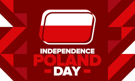 Poland Independence Day. National happy holiday, celebrated annual in November 11. Polish flag. Patriotic elements. Poster, card, banner and background. Vector illustrationのイラスト素材