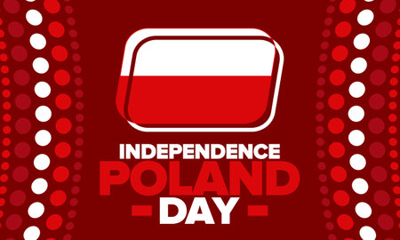 Poland Independence Day. National happy holiday, celebrated annual in November 11. Polish flag. Patriotic elements. Poster, card, banner and background. Vector illustrationのイラスト素材