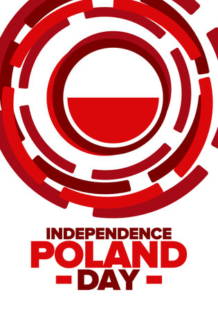 Poland Independence Day. National happy holiday, celebrated annual in November 11. Polish flag. Patriotic elements. Poster, card, banner and background. Vector illustrationのイラスト素材