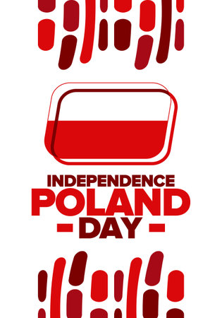 Poland Independence Day. National happy holiday, celebrated annual in November 11. Polish flag. Patriotic elements. Poster, card, banner and background. Vector illustrationのイラスト素材