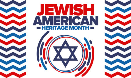 Jewish American Heritage Month. Jewish American contribution to the history United States. Celebrated annual in May. Star of David. Israel symbol. Vector poster, illustrationのイラスト素材