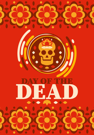 Day of the Dead in November. A holiday dedicated to the memory of the dead. Celebrate annual in Mexico and other Latin American countries. Mexican and Hispanic tradition patternのイラスト素材