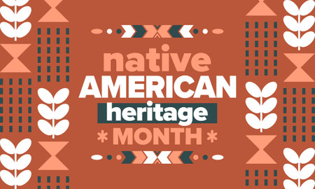 Native American Heritage Month. American Indian culture. Celebrate annual in in November in United States. Tradition Indian pattern. Poster and banner. Vector authentic ornamentのイラスト素材