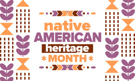 Native American Heritage Month. American Indian culture. Celebrate annual in in November in United States. Tradition Indian pattern. Poster and banner. Vector authentic ornamentのイラスト素材