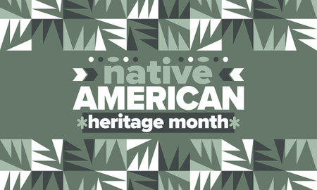 Native American Heritage Month. American Indian culture. Celebrate annual in in November in United States. Tradition Indian pattern. Poster and banner. Vector authentic ornamentのイラスト素材