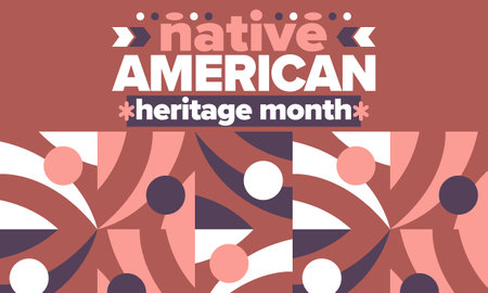 Native American Heritage Month. American Indian culture. Celebrate annual in in November in United States. Tradition Indian pattern. Poster and banner. Vector authentic ornamentのイラスト素材