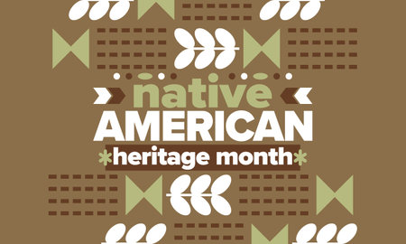 Native American Heritage Month. American Indian culture. Celebrate annual in in November in United States. Tradition Indian pattern. Poster and banner. Vector authentic ornamentのイラスト素材