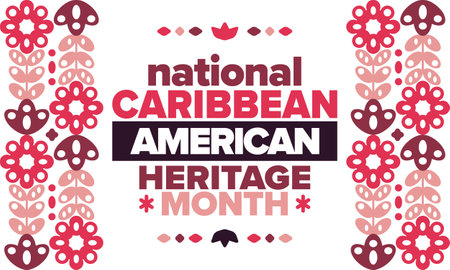 Caribbean American Heritage Month in June. Culture Month to the people of America. Celebrate annual with festival. Happy holiday. Poster, card, banner and background. Vectorのイラスト素材