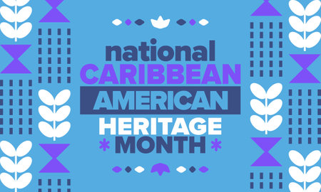Caribbean American Heritage Month in June. Culture Month to the people of America. Celebrate annual with festival. Happy holiday. Poster, card, banner and background. Vectorのイラスト素材