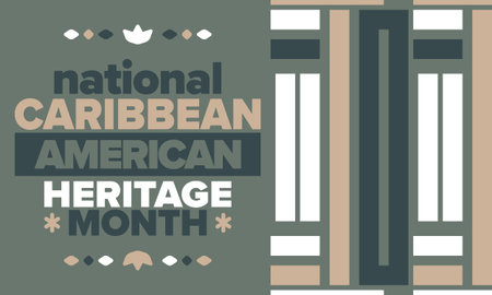 Caribbean American Heritage Month in June. Culture Month to the people of America. Celebrate annual with festival. Happy holiday. Poster, card, banner and background. Vectorのイラスト素材