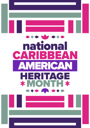Caribbean American Heritage Month in June. Culture Month to the people of America. Celebrate annual with festival. Happy holiday. Poster, card, banner and background. Vectorのイラスト素材