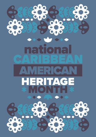 Caribbean American Heritage Month in June. Culture Month to the people of America. Celebrate annual with festival. Happy holiday. Poster, card, banner and background. Vectorのイラスト素材