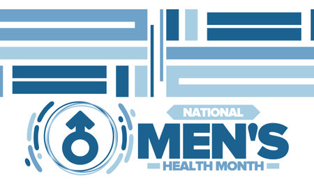 National Men's Health Month in June. Celebrated in United States. Work on your body. Healthy eating, exercise and disease prevention. Medical vector posterのイラスト素材