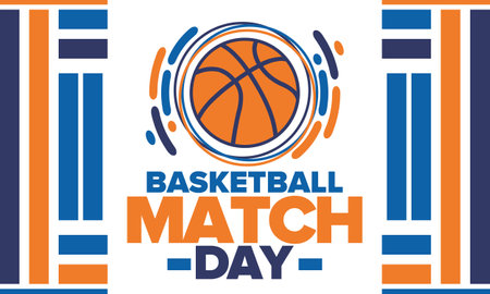Basketball Match Day. Playoff in March. Super sport party in United States. Final games of season championship. Professional team tournament. Ball for basketball. Sport posterのイラスト素材