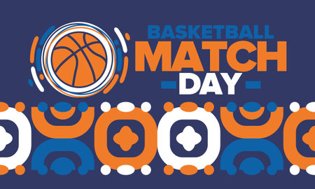 Basketball Match Day. Playoff in March. Super sport party in United States. Final games of season championship. Professional team tournament. Ball for basketball. Sport posterのイラスト素材