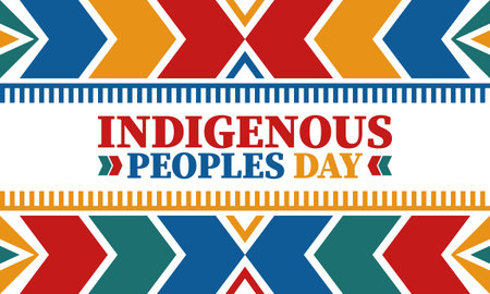 Indigenous Peoples' Day. Native American Day. American Indian culture. Heritage Month. Celebrate annual in United States. Tradition pattern. Poster, card, background. Vector artのイラスト素材