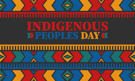 Indigenous Peoples' Day. Native American Day. American Indian culture. Heritage Month. Celebrate annual in United States. Tradition pattern. Poster, card, background. Vector artのイラスト素材