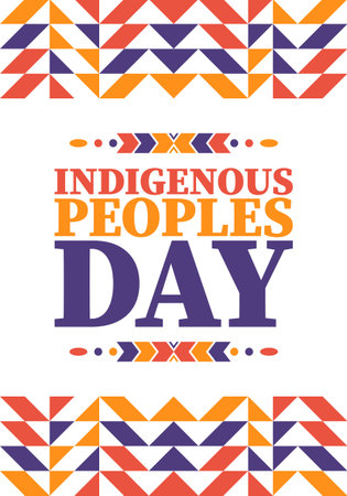 Indigenous Peoples' Day. Native American Day. American Indian culture. Heritage Month. Celebrate annual in United States. Tradition pattern. Poster, card, background. Vector artのイラスト素材